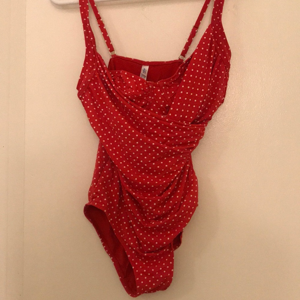 Red & white polka dot swimsuit